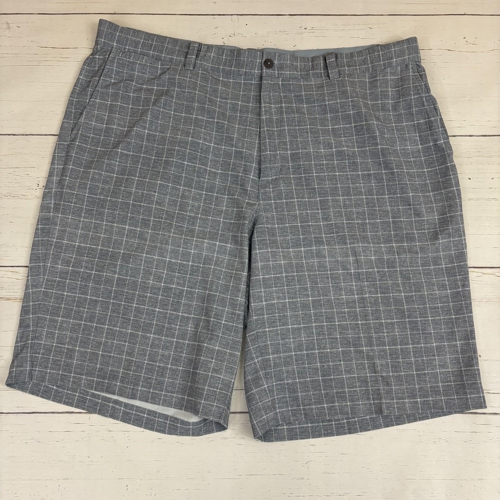 Nike Golf Chino Shorts Mens 40 Gray Plaid Tour Performance Dri-FIT 11in Inseam